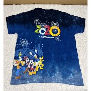 Walt Disney World 2020 Tie Dye AOP Mickey Minnie Goofy Pluto Donald Duck Tee L